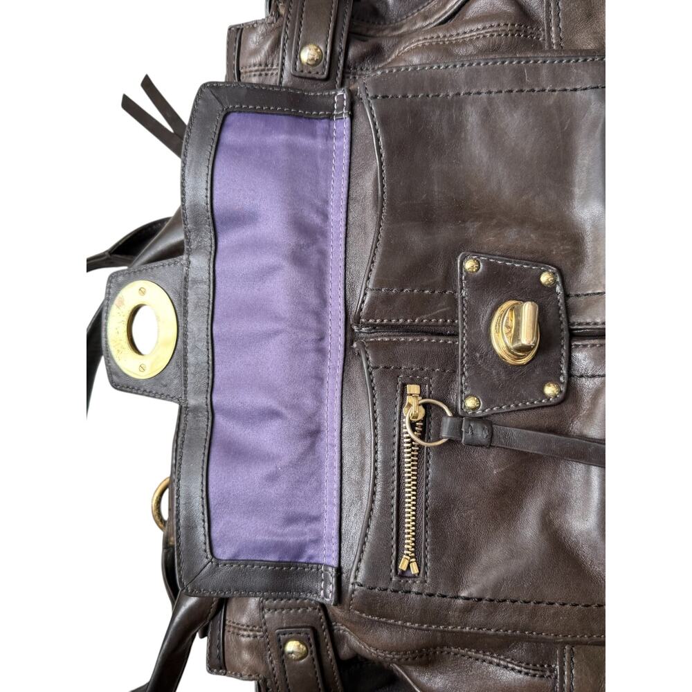 COACH 12475 Hampton Lindsay Espresso Brown Leather Brass Turnlock Hangtag y2k - Picture 7 of 14
